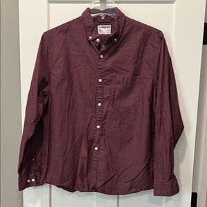 Express Men's Burgundy Casual button down shirt